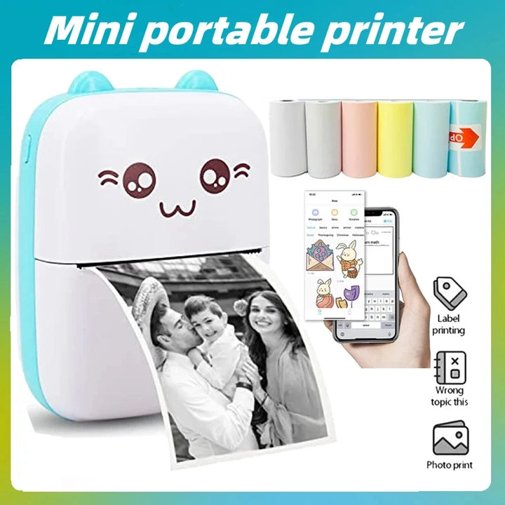 Mini cat-shaped bluetooth printer