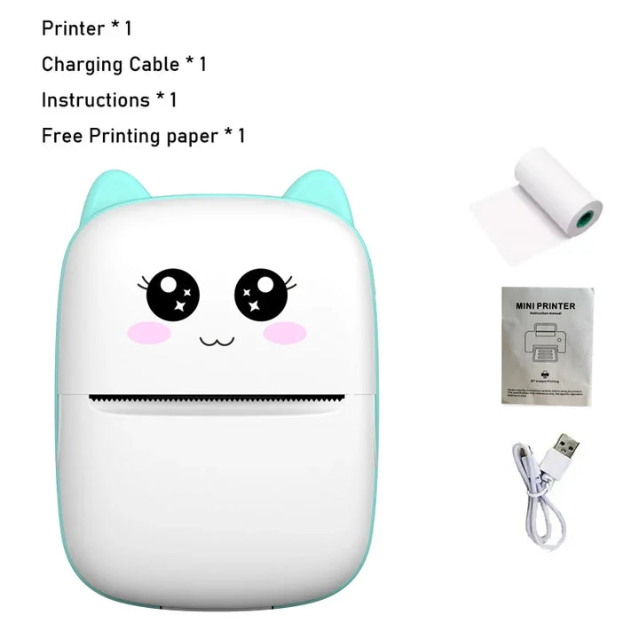 Mini cat-shaped bluetooth printer